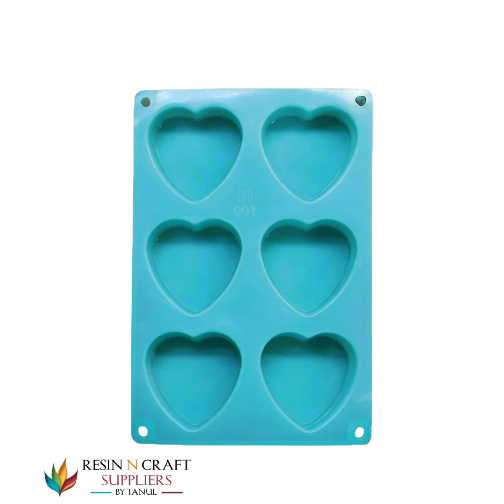 6 Cavity Heart 100gms silicon soap mould