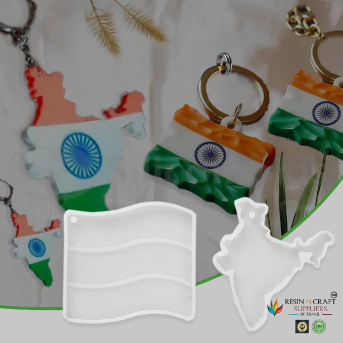 2 In 1 Indian Map & Flag Keychain Mould