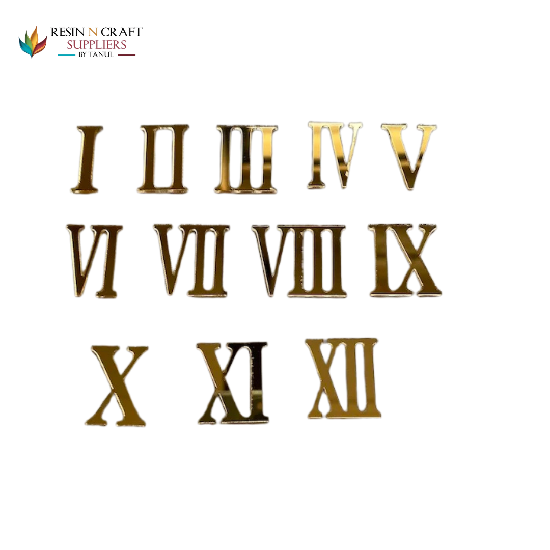 12 Acrylic Roman Numbers for clock (GOLD)