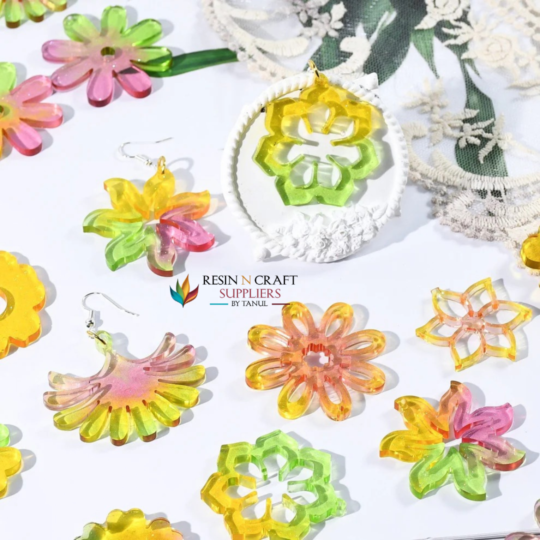 9 Cavity Floral Designs Earring,Pendant & Keychain Mould