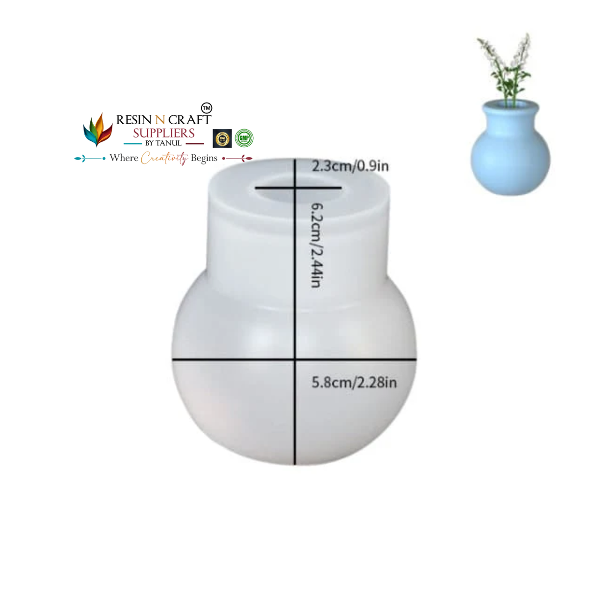 Mini Vase Silicone Mould for Resin Art, Jesmonite, Concrete Crafts & DIY Décor – 5.8 × 6.2 cm (RSM1285M)