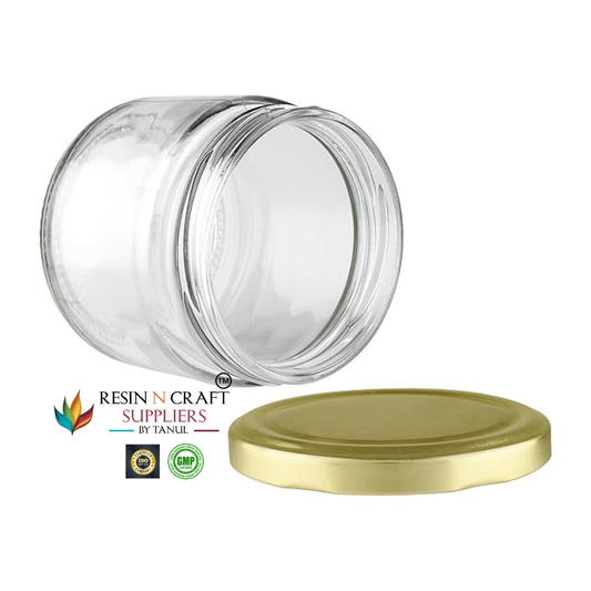 350 ML Clear Storage Glass Jar with Gold Lid – RJ01