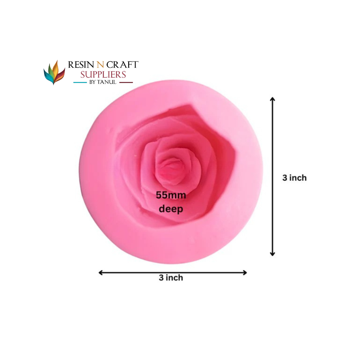 Large Blooming Rose Flower Silicone Mold (55mm Depth)