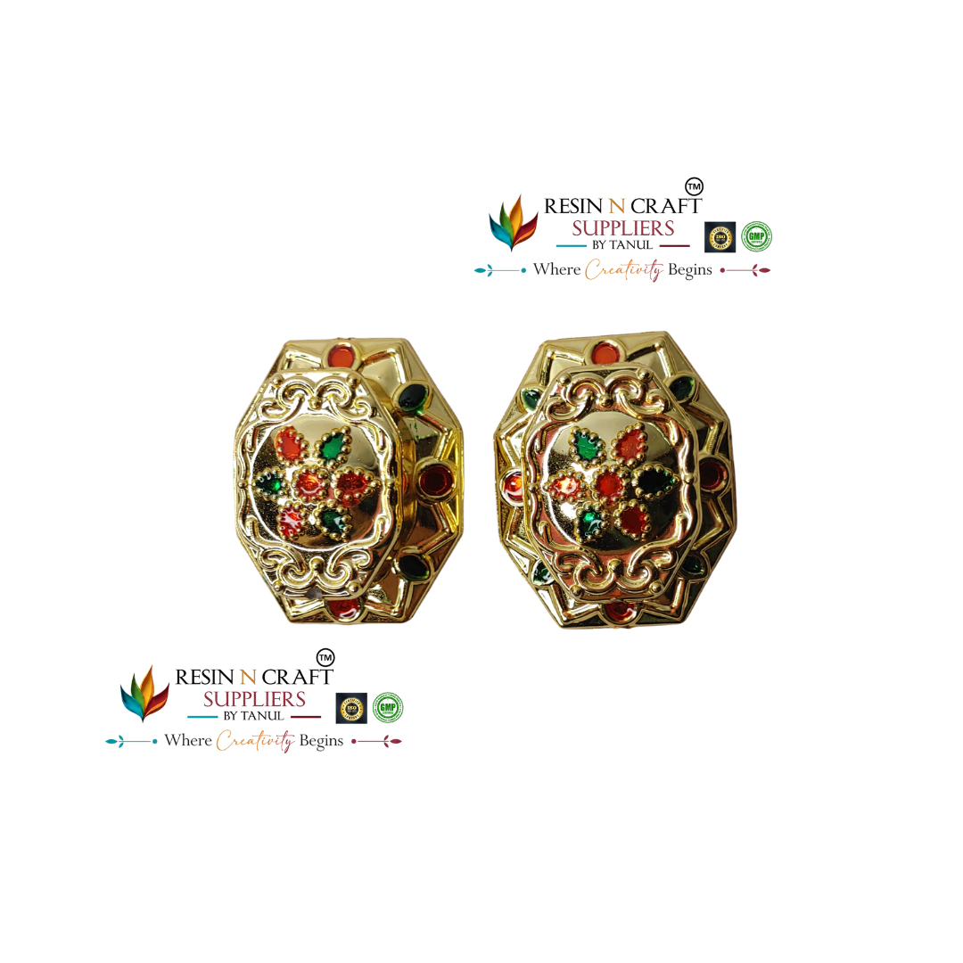 Royal Octagon Katori / Kumkum Vati / Kum Kum Bowl / Decorative Bowl with Cap (Design 6)
