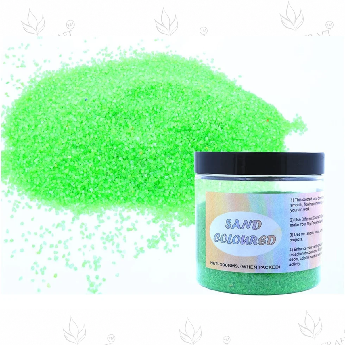 Green Coloured Sand 500g for Resin Art, Rangoli, DIY Crafts & Decoration