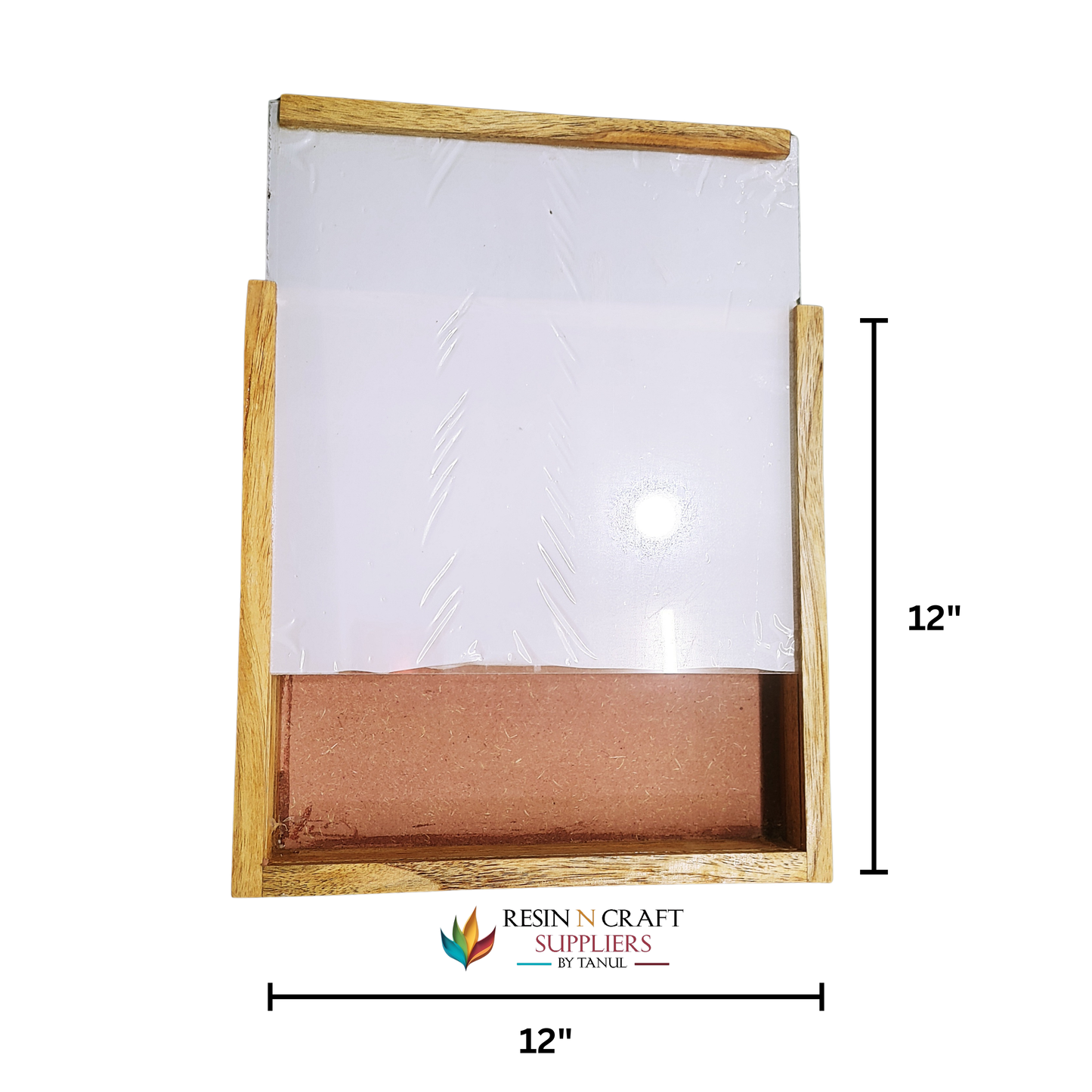 12"x 12" Slider Acrylic With Teakwood Frame & MDF Base