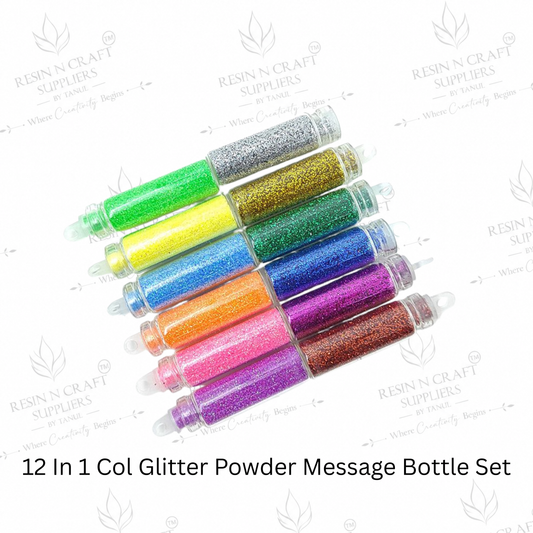 12 in 1 Glitter Powder Message Bottle Set | Premium Fine Glitter Collection