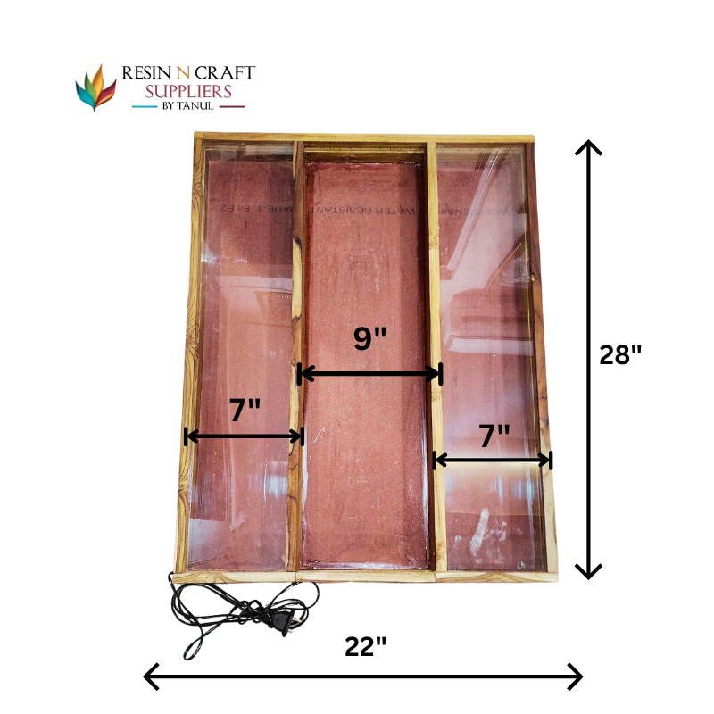 22 x 28  Inch With LED Light MDF Teakwood (3 Sections) Acrylic Slider 2 side