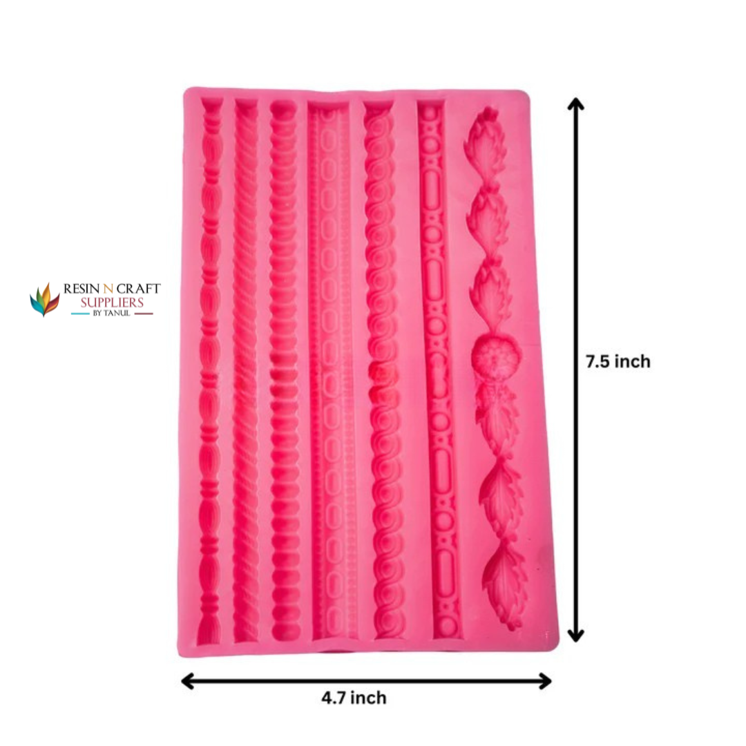 Decorative Rope & Leaf Border Candle Pink Mold