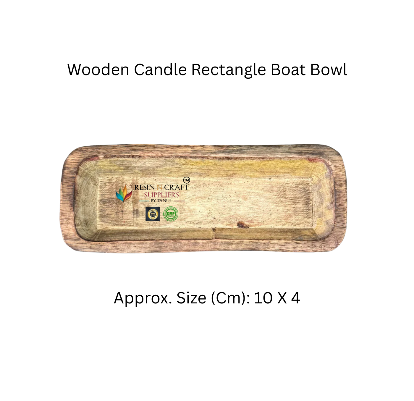 Wooden Candle Rectangle Boat Bowl (10 x 4 cm Approx.)