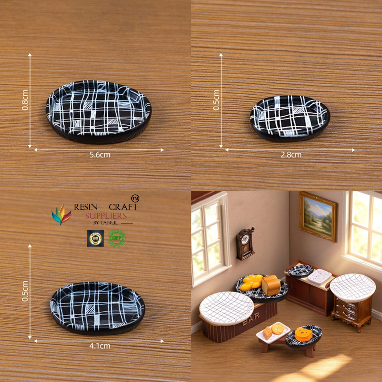 Miniature Serving Tray Set – Black Design (3 PCS)