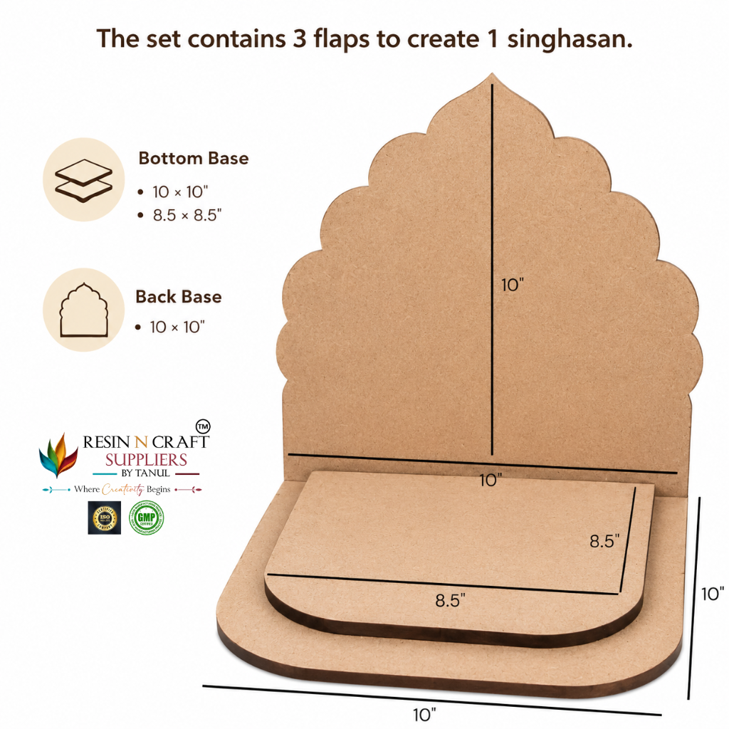 MDF Laddu Gopal Singhasan Base – 10 Inch | DIY Pooja Singhasan Making Kit DESIGN 1