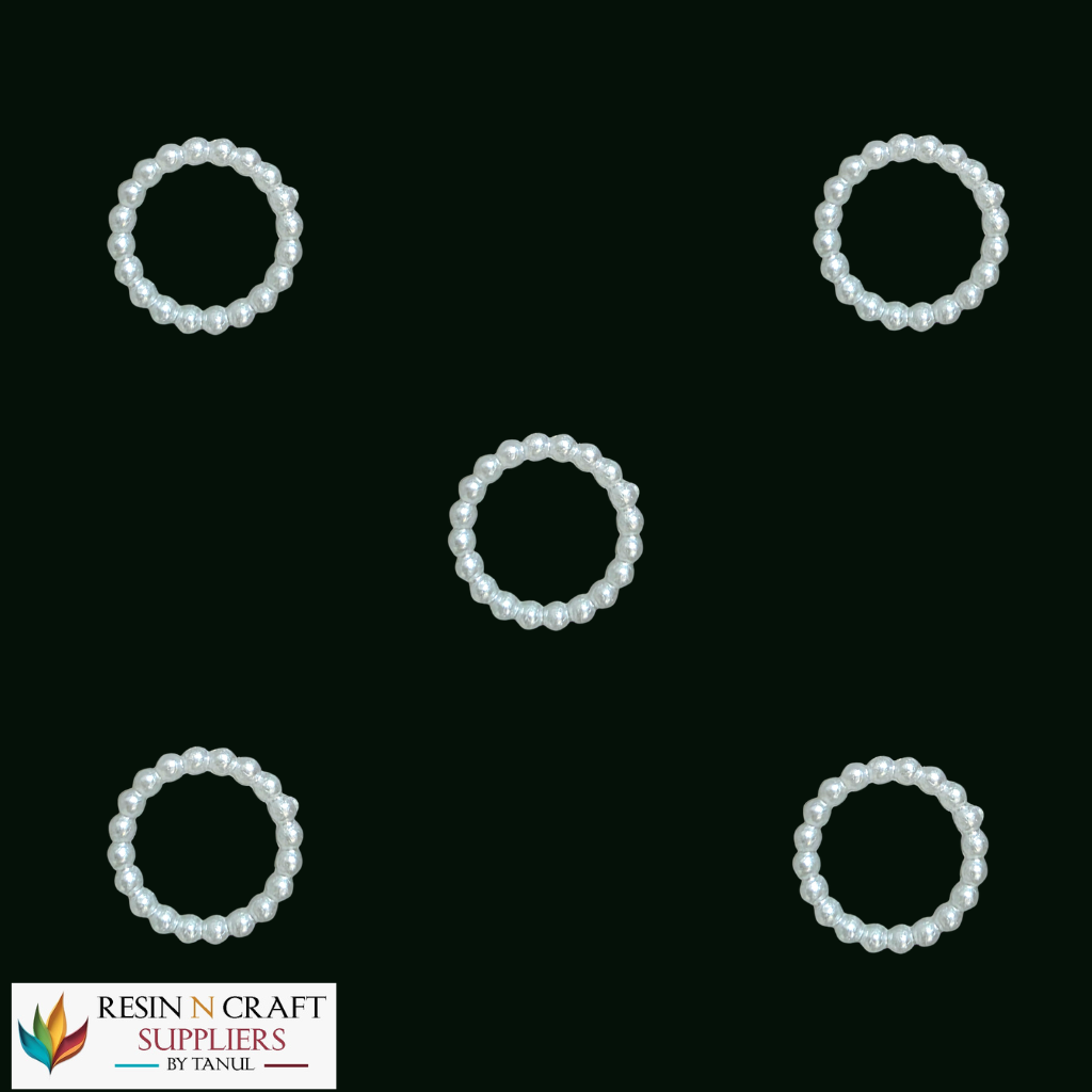 Round Pearl Moti Beads Ring (Approx 1.3 CM) / White Round Pearl Beads Loop for Resin Art & Jewellery Making