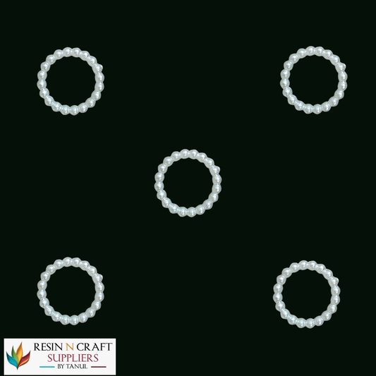 Round Pearl Moti Beads Ring (Approx 1.3 CM) / White Round Pearl Beads Loop for Resin Art & Jewellery Making