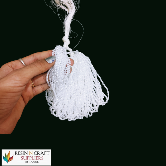 White Pearl Moti Mala Beads / White Pearl Beads Mala for Jewellery Making & Resin Art
