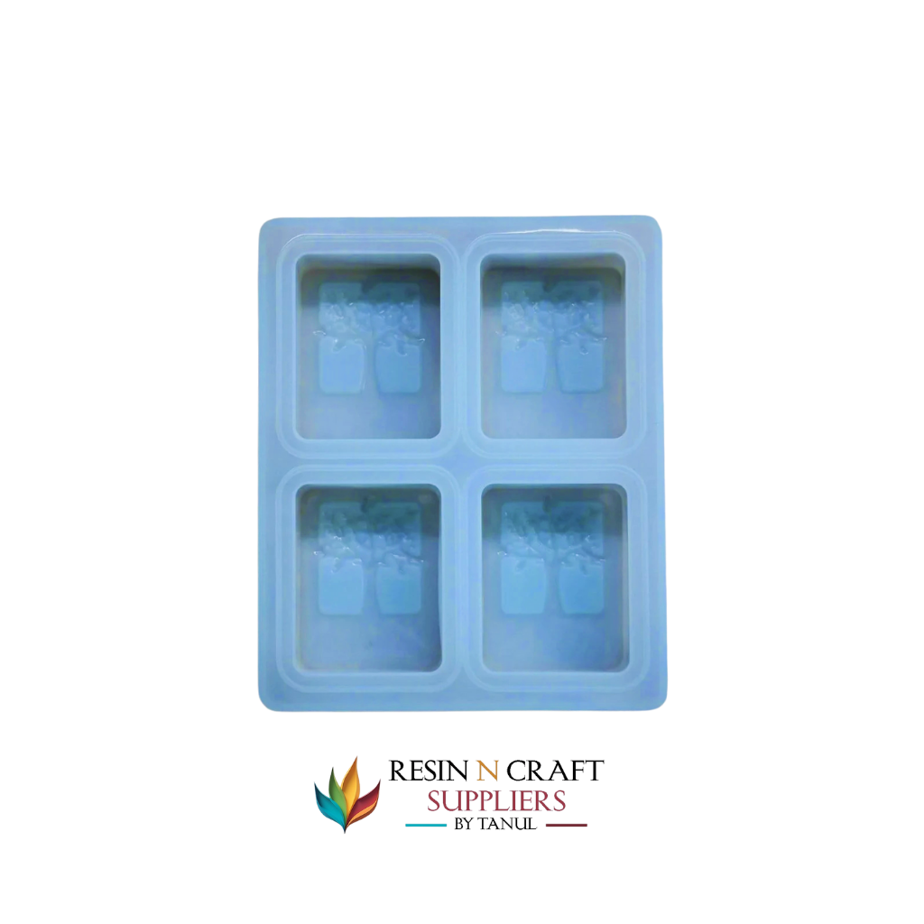 4 Cavity rectangle tree design 125gms silicon soap mould