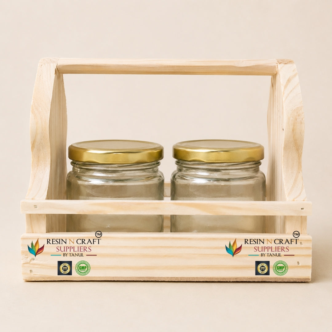 Premium Hamper Combo Set – Tray + 2 Glass Jars 350 ml (WTR02 + RJ02)