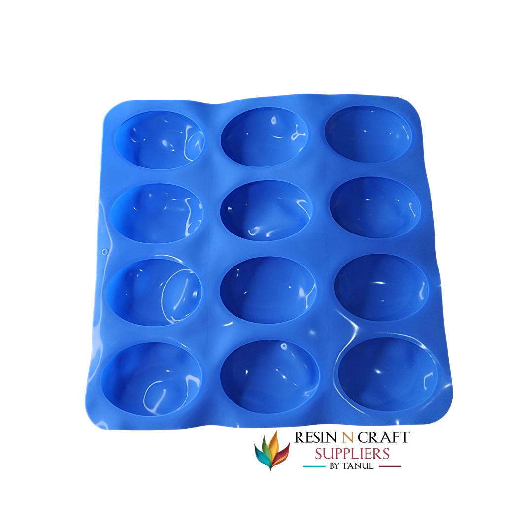 12-Cavity Oval Silicone Soap/Lotion & Candle Bar Mold