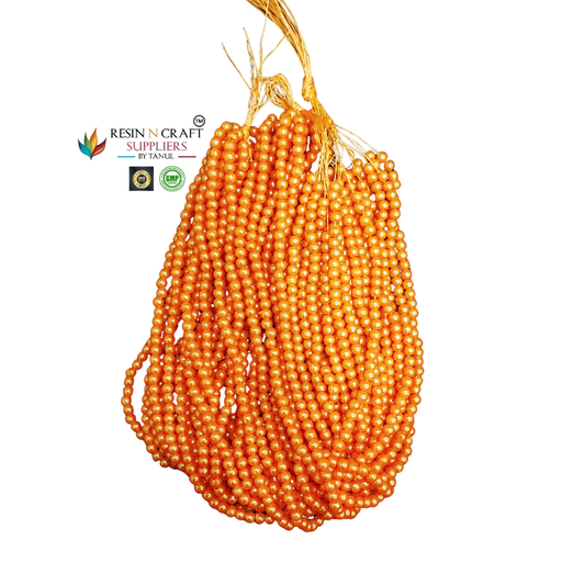Orange Pearl Beads Mala / Moti Mala Beads / Pearl Beads Craft Mala