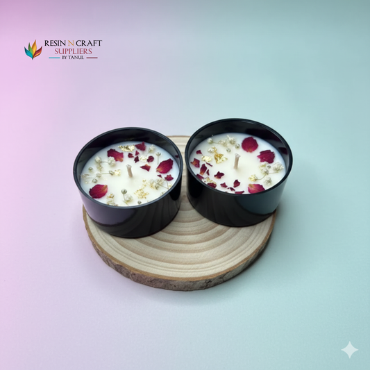 Polycarbonate Holder For Candle – Black Round (3.5*1.8 cm) RPM219