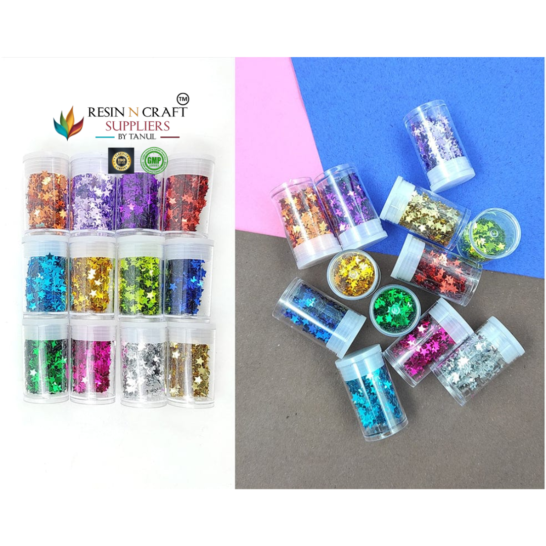 12 in 1 Plain Star Glitter Set – Multicolor (R14050R)