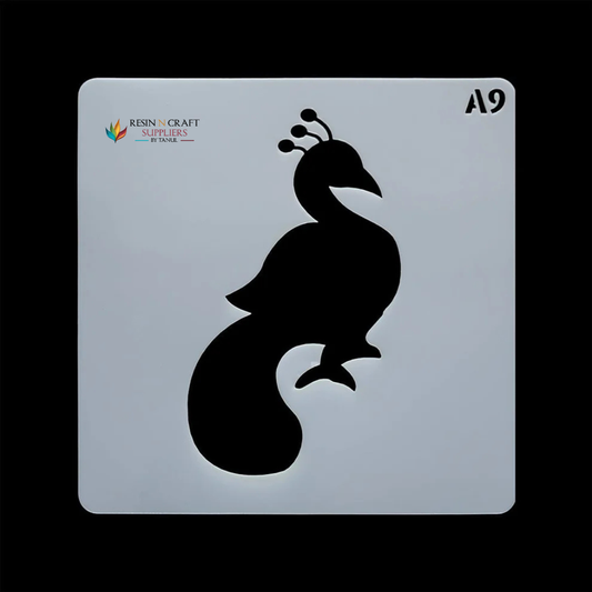 A9: Elegant Peacock Silhouette Craft Stencil (6"×6")