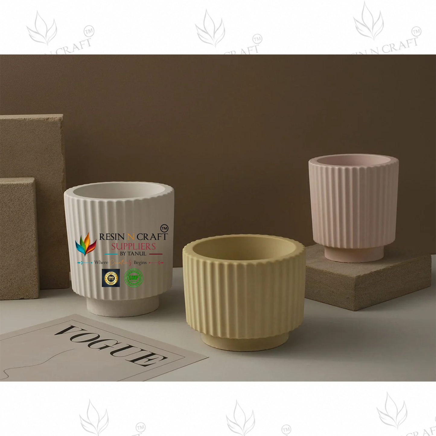 Silicone Striped Jar Mould | Ribbed Candle Jar Mold for Resin, Concrete, Jesmonite, Plaster & DIY Home Decor | RSM1345M