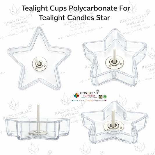 Star Shape Polycarbonate Tealight Cup | Transparent Reusable Tealight Candle Cup for DIY Candle Making, Soy Wax & Decorative Candles