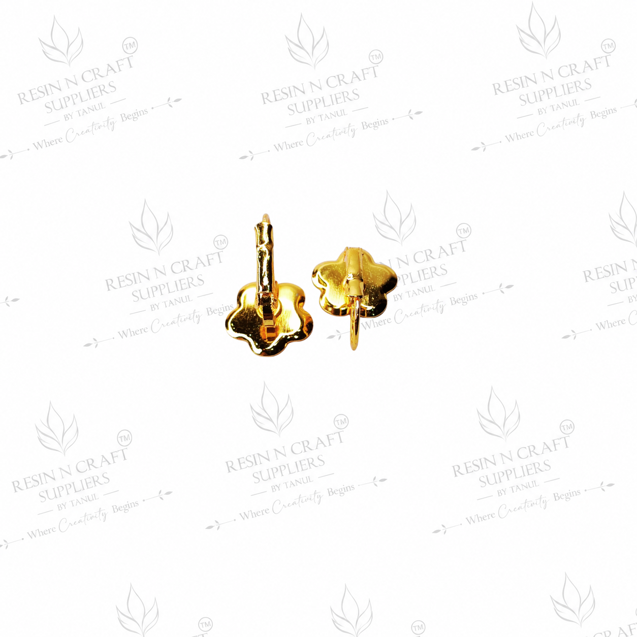 Gold Plated Flower Earring Tops with Hanging Loop & Secure Lock | 1 cm