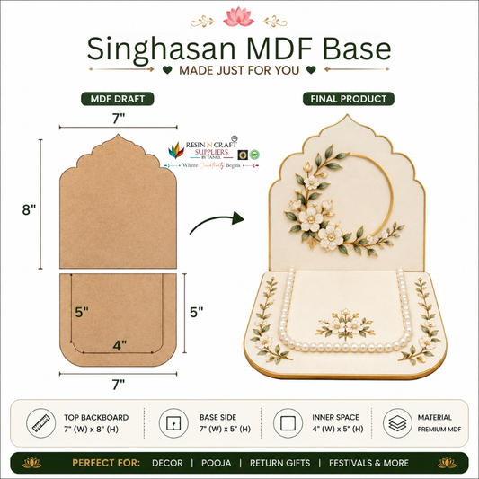 Small MDF Laddu Gopal Singhasan Base – 7 × 8 Inch | DIY Krishna Ji Singhasan Making Base