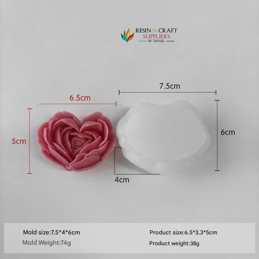 Small 3D Flower Heart Candle Handmade Mould