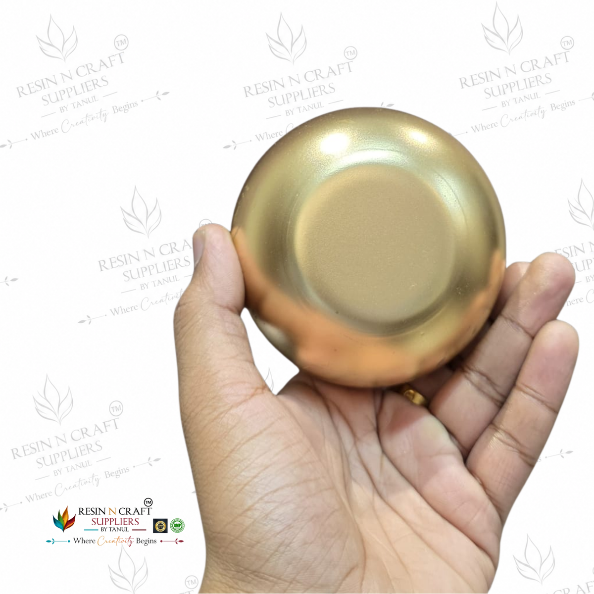 Golden Metal Urli Bowl for Candle Making, Resin Art & Home Décor – 3 Inch Bowl Shape
