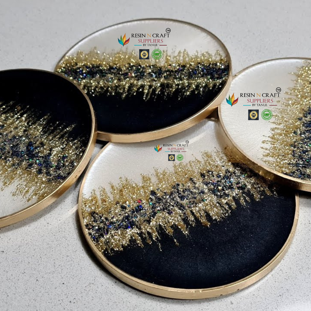 RNC DIY Resin Coaster Kit | Beginner Friendly Art Kit (2 Coasters Set Plain Round Mould)