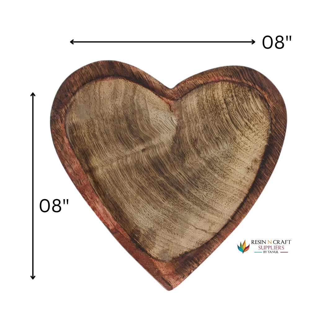 Wooden Candle Heart Bowl 8" x 8"
