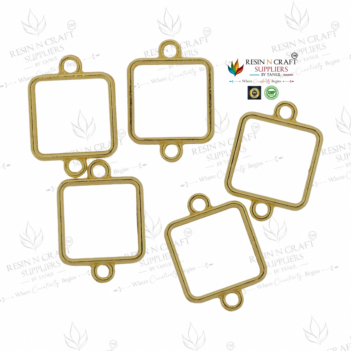 5 In 1 Gold Square Rakhi Base Bezel Set