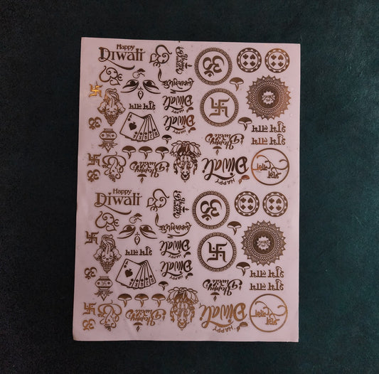 Diwali Metal Sticker Sheet A4