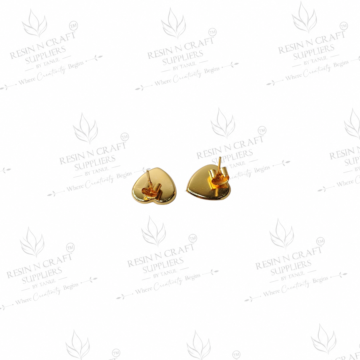 Gold Plated Heart Stud Earring Base | 1 cm