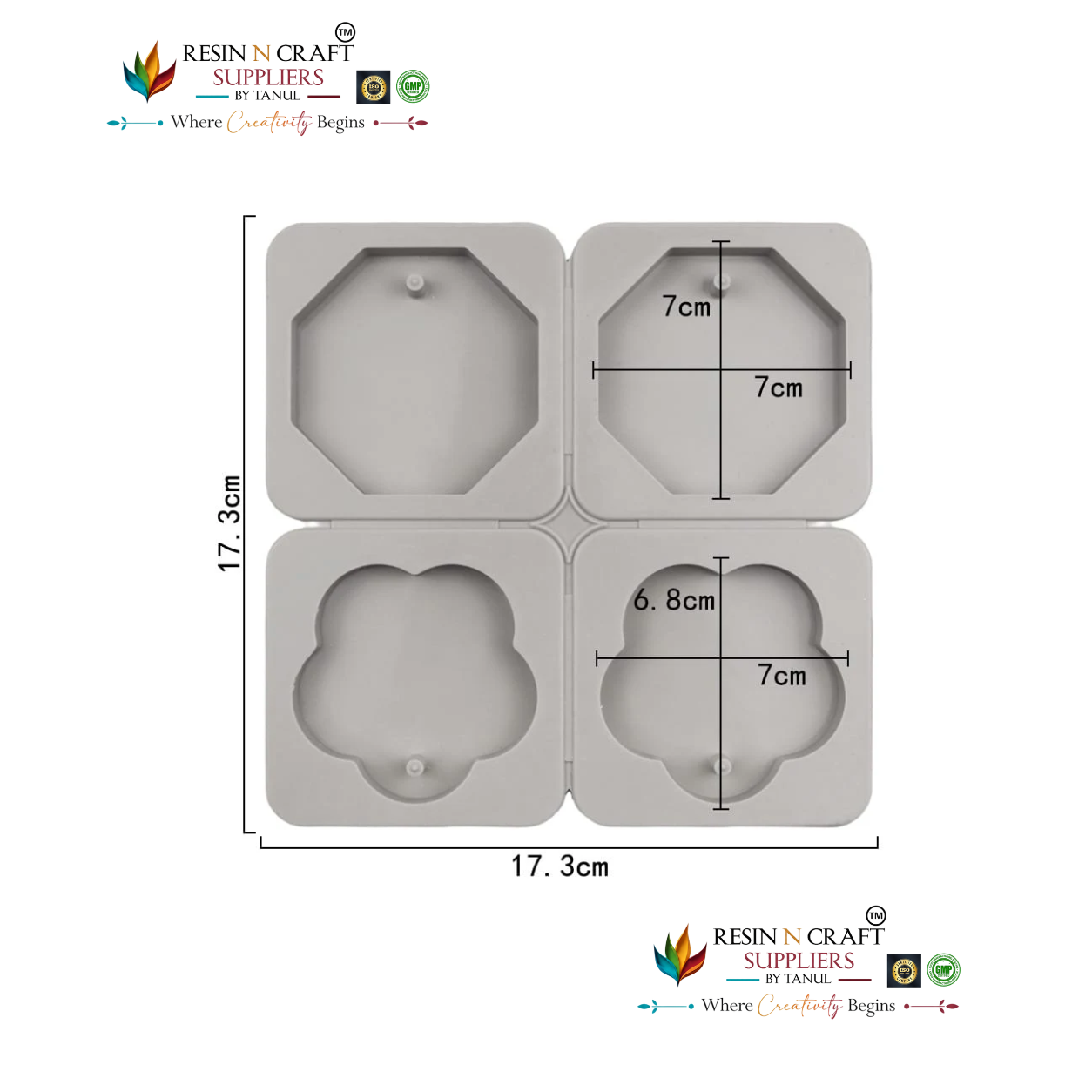 4 Cavity Octagon & Flower Hanging Tag Mould for DIY Concrete Art, Scented Wax Sachets, Resin Crafts, Soap Making & Cake Making Silicone Mould(RSM1448M)