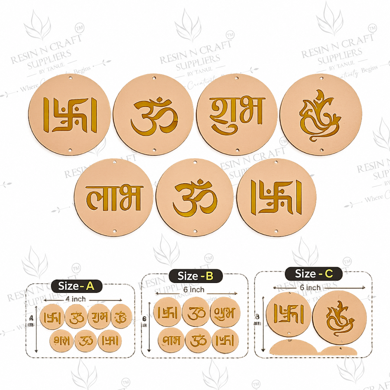 MDF Shubh Labh Toran Set of 7 | DIY MDF Cutout for Diwali Decoration, Door Hanging & Latkan | Golden Acrylic | RBT007D