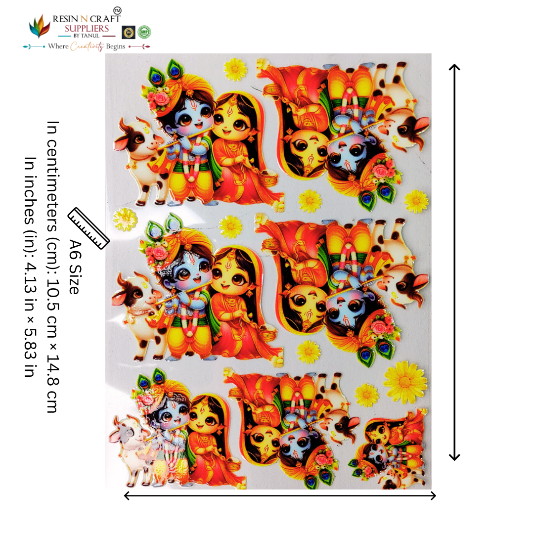 God (Radha Krishna) Color Peel & Stick UV DTF Sticker – A6 Size (UVS - 153)