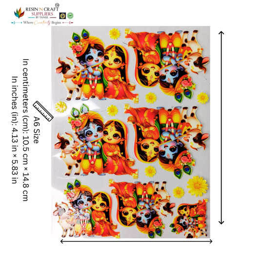 God (Radha Krishna) Color Peel & Stick UV DTF Sticker – A6 Size (UVS - 153)