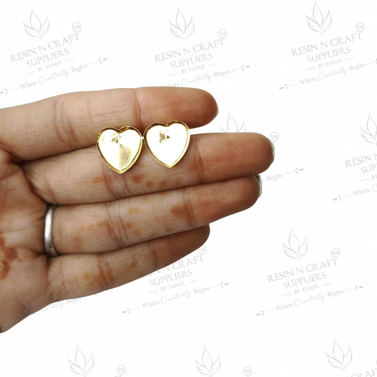Gold Plated Heart Stud Earring Base | 1 cm