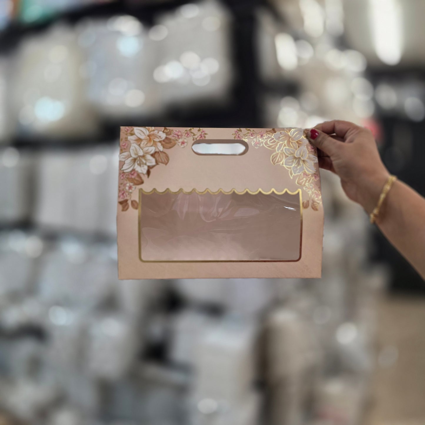 Carry Bag with Window – Floral Design Gift Packaging