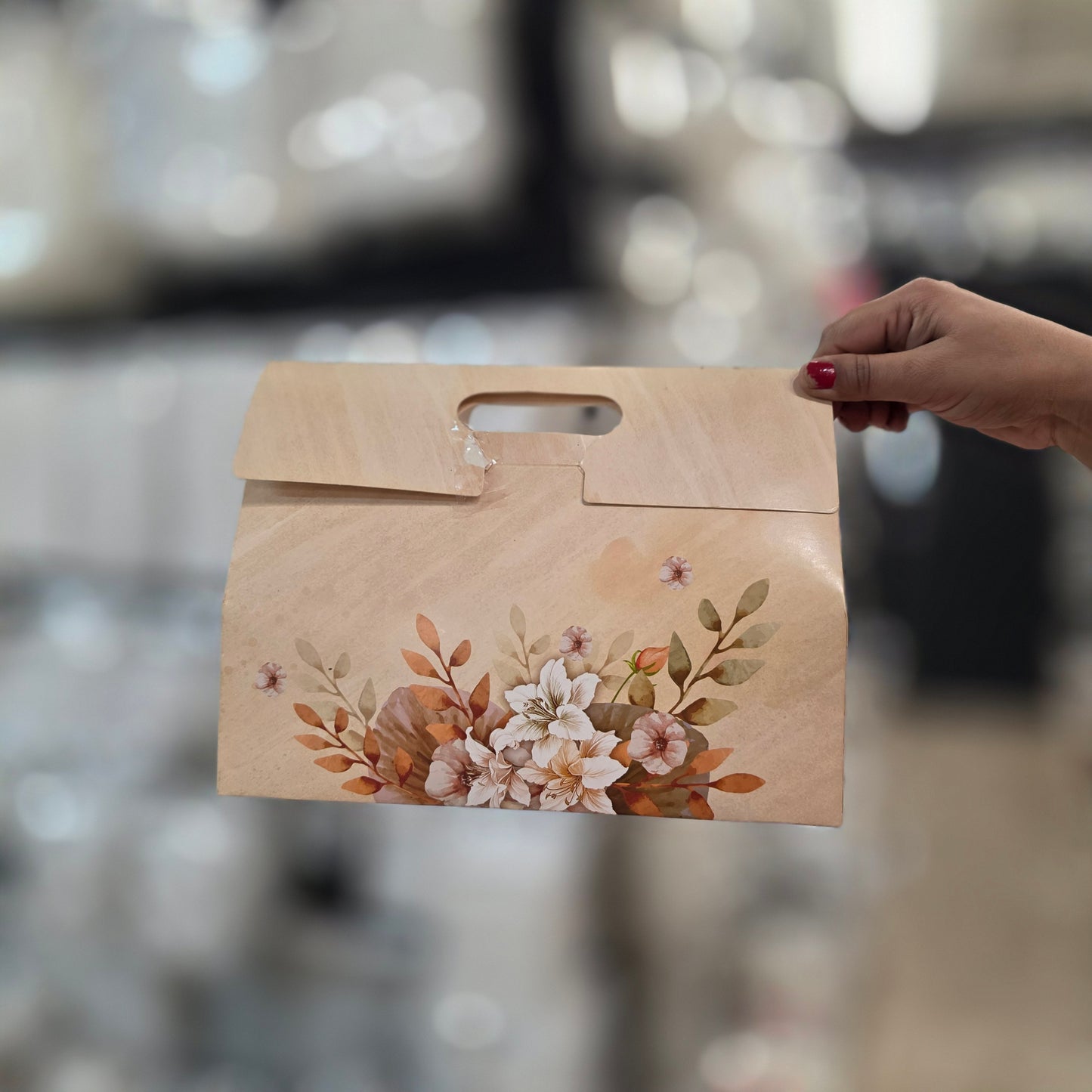 Carry Bag with Window – Floral Design Gift Packaging