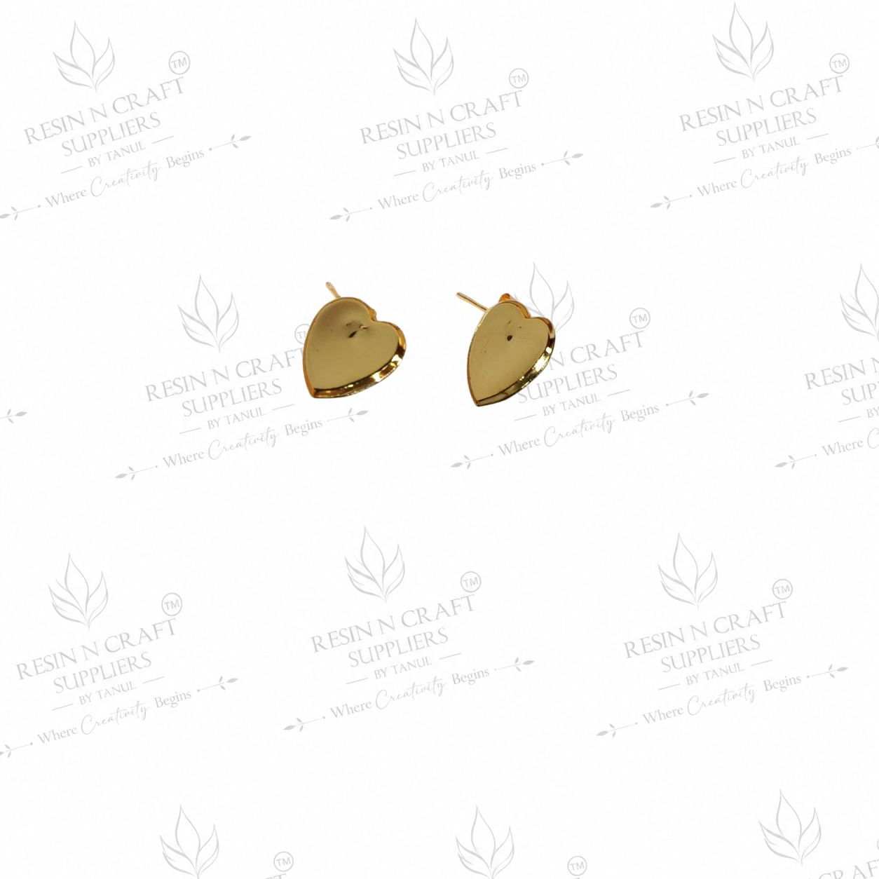Gold Plated Heart Stud Earring Base | 1 cm