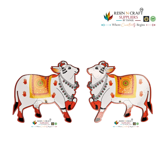 Traditional Cow Pair Cutout for Decoration | MDF Printed Cow Hanging Set (Pair)