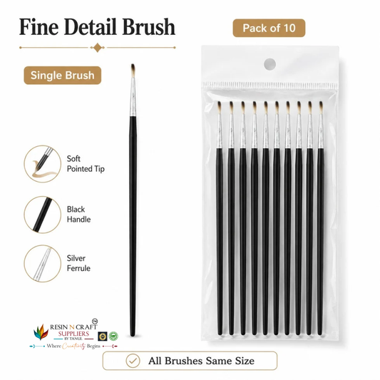 Fine Detail Paint Brushes – Pack of 10 | Pointed Tip Brushes for Resin Art, Miniature Painting & DIY Crafts (RAB001B)