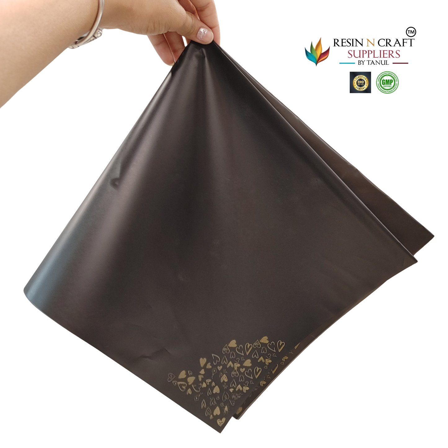 Black Heart Design Waterproof Flower / Gift Wrapping Sheets – 5 Pcs (22×22 Inch) / Packing Sheet