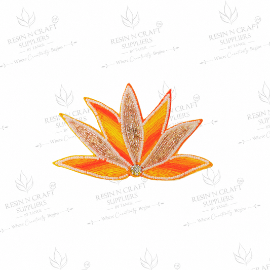 Orange Lotus Beaded Patch for Toran & Bandhanwar Making (05"x03")