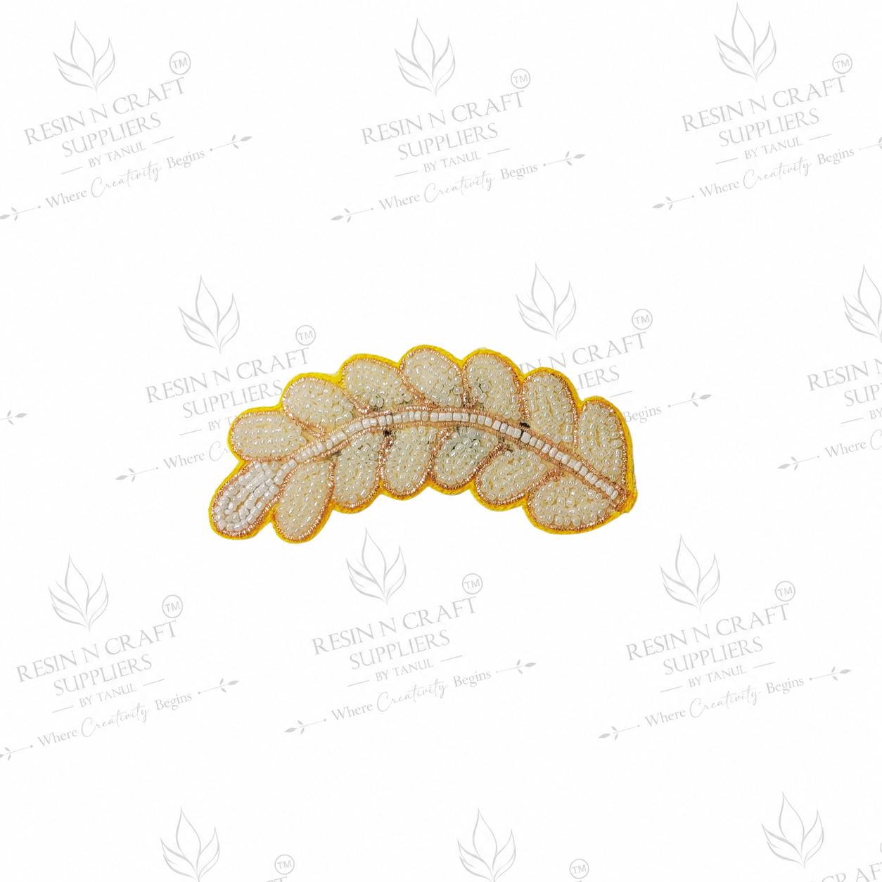 Pearl Leaf Beaded Decorative Patch for Toran & Bandhanwar Making (4.5 Inch)